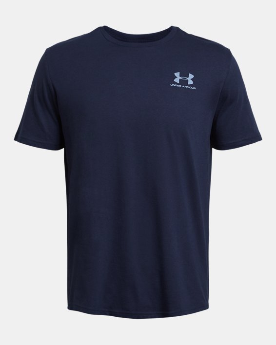 Men's UA Sportstyle Left Chest Short Sleeve Shirt in Blue image number 2